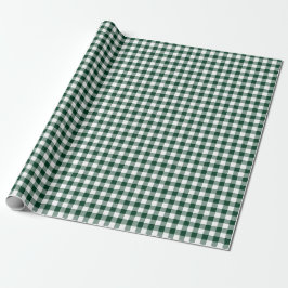 Donker Forest Green Gingham Check Patroon Cadeaupapier