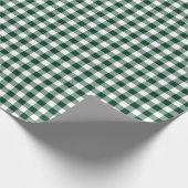 Donker Forest Green Gingham Check Patroon Cadeaupapier (Hoek)