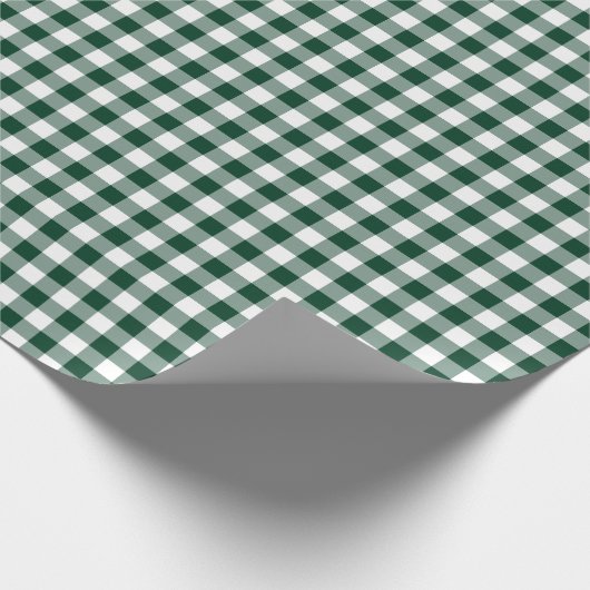 Donker Forest Green Gingham Check Patroon Cadeaupapier (Hoek)