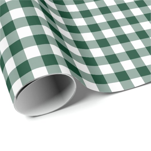 Donker Forest Green Gingham Check Patroon Cadeaupapier (Rol Hoek)