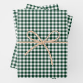 Donker Forest Green Gingham Check Patroon Inpakpapier Vel (In situ)
