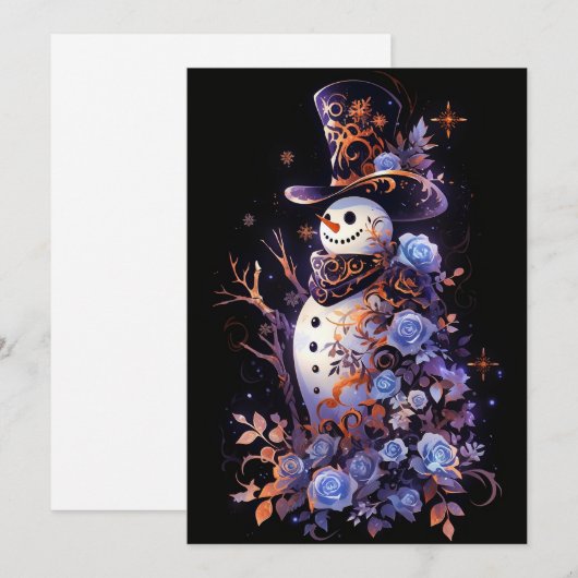 Donker Frosty Blue Kerst Kaarten (Voorkant / Achterkant)