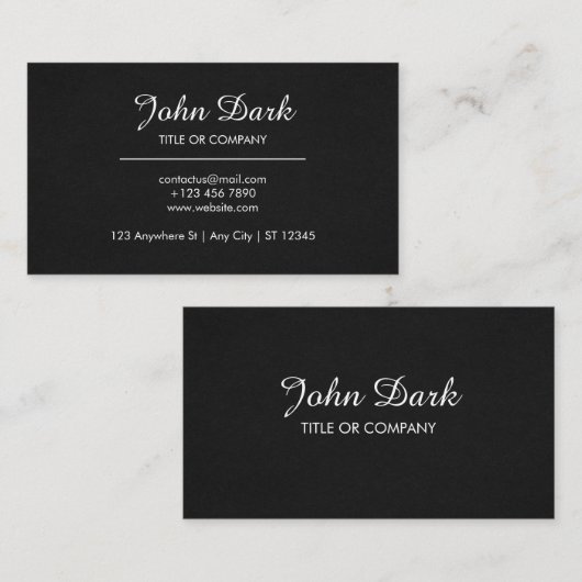 Donker, gedurfd en elegant visitekaartje (Voorkant / Achterkant)
