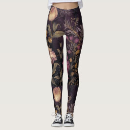Donker gekleurd bloemenpatroon ontwerp leggings