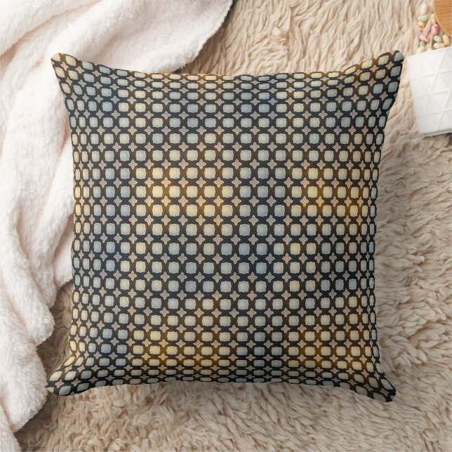 Donker Geometrisch Raster Abstract Patroon Design  Kussen (Deken)