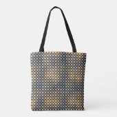 Donker Geometrisch Raster Abstract Patroon Design  Tote Bag (Achterkant)