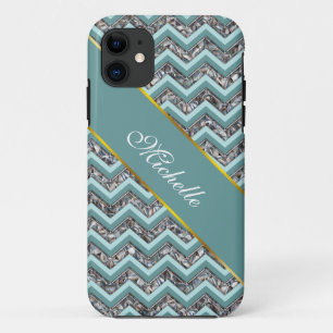 Donker gesneden glas en Blauwgroen zigzag Case-Mate iPhone Case