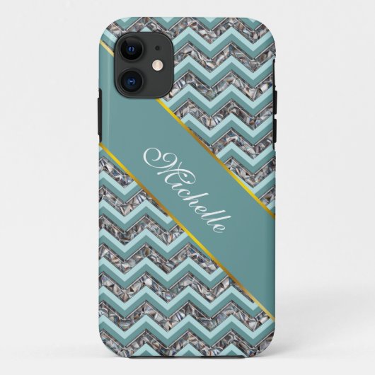 Donker gesneden glas en Blauwgroen zigzag Case-Mate iPhone Case (Achterkant)