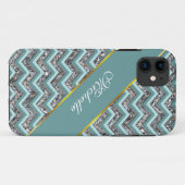 Donker gesneden glas en Blauwgroen zigzag Case-Mate iPhone Case (Achterkant (horizontaal))