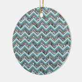 Donker gesneden glas en Blauwgroen zigzag Keramisch Ornament (Links)