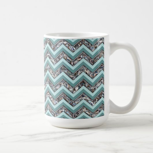 Donker gesneden glas en Blauwgroen zigzag Koffiemok (Rechts)