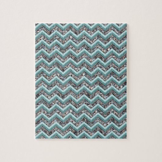 Donker gesneden glas en Blauwgroen zigzag Legpuzzel (Verticaal)