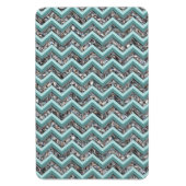 Donker gesneden glas en Blauwgroen zigzag Magneet (Verticaal)