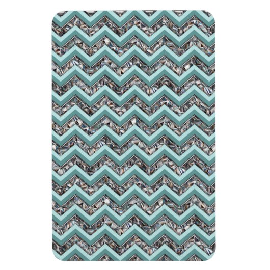 Donker gesneden glas en Blauwgroen zigzag Magneet (Verticaal)