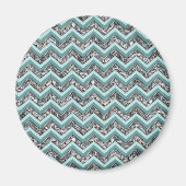 Donker gesneden glas en Blauwgroen zigzag Magneet (Voorkant)