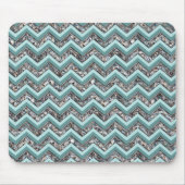 Donker gesneden glas en Blauwgroen zigzag Muismat (Voorkant)