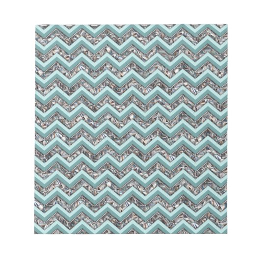 Donker gesneden glas en Blauwgroen zigzag Notitieblok (Voorkant)