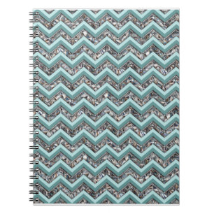 Donker gesneden glas en Blauwgroen zigzag Notitieboek