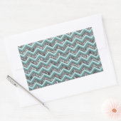 Donker gesneden glas en Blauwgroen zigzag Rechthoekige Sticker (Envelop)