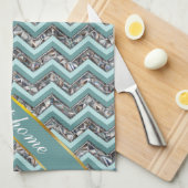 Donker gesneden glas en Blauwgroen zigzag Theedoek (Quarter Fold)