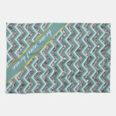 Donker gesneden glas en Blauwgroen zigzag Theedoek (Horizontaal)