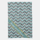 Donker gesneden glas en Blauwgroen zigzag Theedoek (Verticaal)