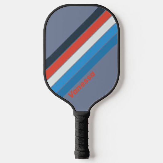 Donker Gestreept met Naam Pickleball Paddle (Voorkant)