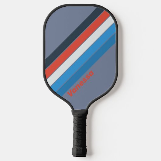 Donker  Gestreept met Naam Pickleball Paddle (Achterkant)