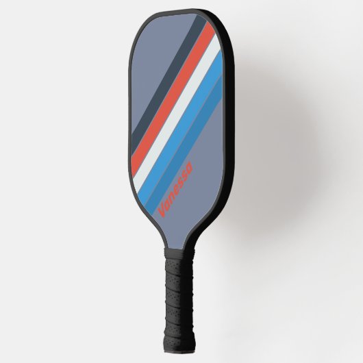 Donker  Gestreept met Naam Pickleball Paddle (Links)