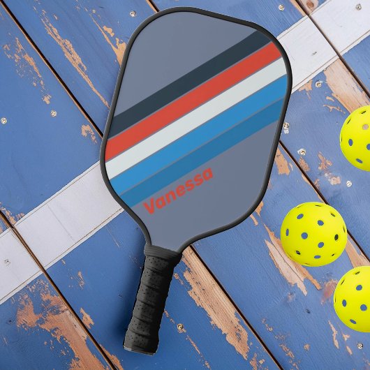 Donker  Gestreept met Naam Pickleball Paddle
