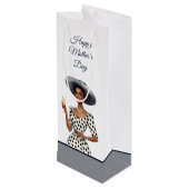 Donker getinte dame in  jurken geschenktas wijn cadeautas (Achterkant Gekanteld)