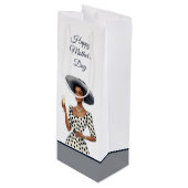 Donker getinte dame in  jurken geschenktas wijn cadeautas (Voorkant Gekanteld)