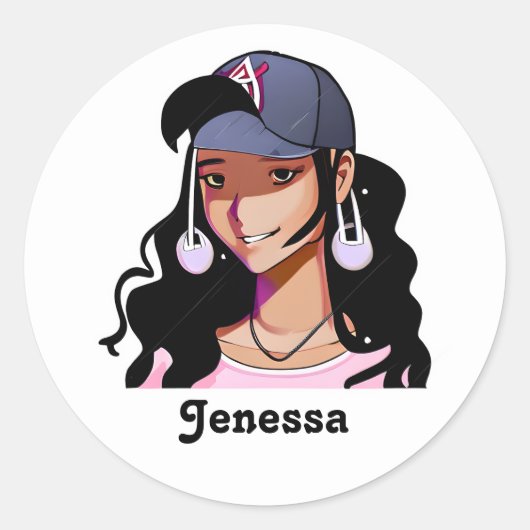 Donker gevild anime meisje gepersonaliseerd ronde sticker (Voorkant)