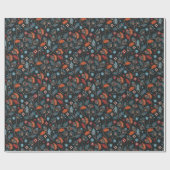 Donker Gezellig Bos Bloemen Botanisch Cadeaupapier (Vlak)