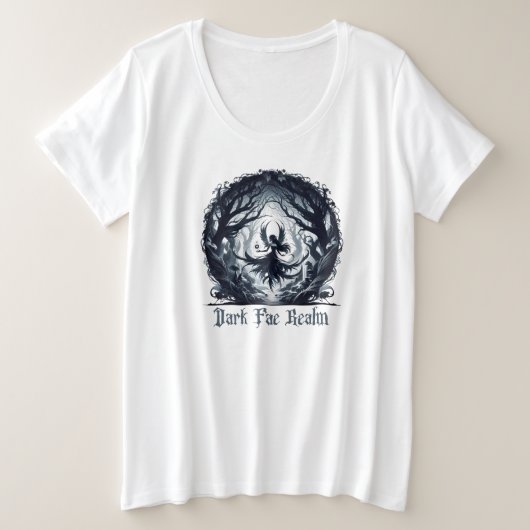 Donker gezicht in magisch bos grote maat t-shirt (Design voorkant)