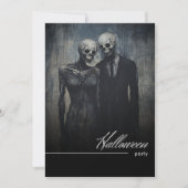 Donker Ghoulish Paar Zwart & Wit Halloween Party Kaart (Voorkant)