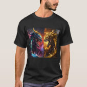 donker gif vs Chrome en goud zilveren god regenboo T-shirt (Voorkant)