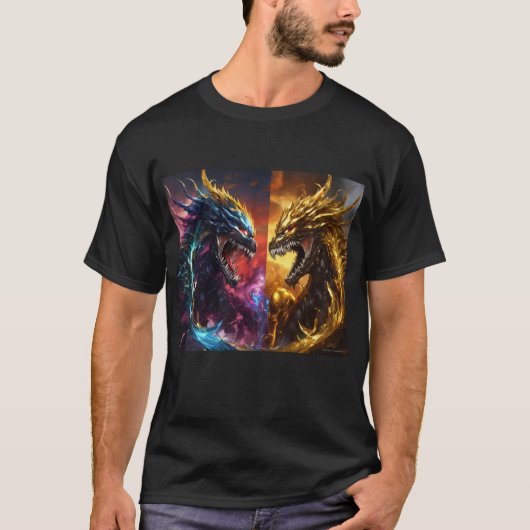 donker gif vs Chrome en goud zilveren god regenboo T-shirt (Voorkant)