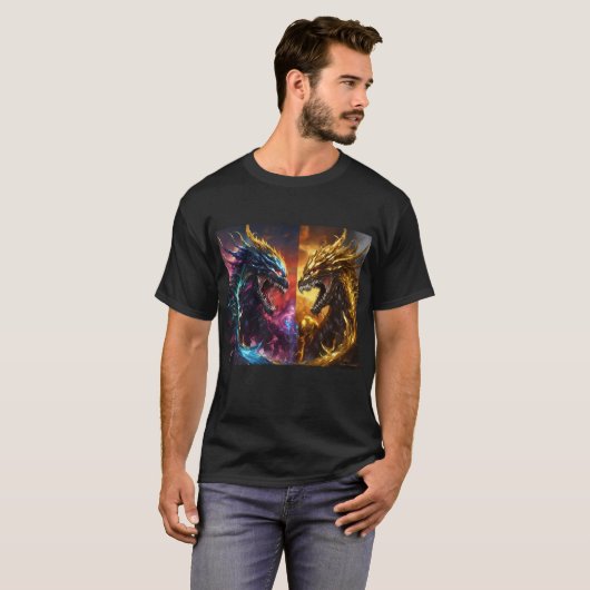 donker gif vs Chrome en goud zilveren god regenboo T-shirt (Voorkant volledig)