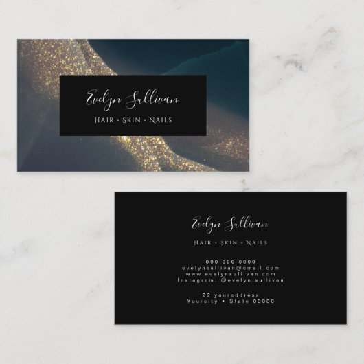 donker glitter achtergrond visitekaartje (Voorkant / Achterkant)