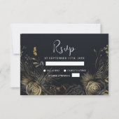 Donker Gothic Moody Bloemen Bruiloft RSVP Kaartje (Voorkant)
