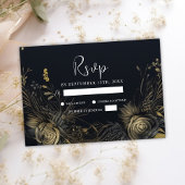 Donker Gothic Moody Bloemen Bruiloft RSVP Kaartje
