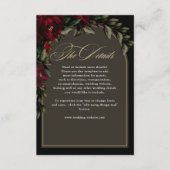 Donker gothic rood groen bloemenhumeur bruiloft de informatiekaartje (Voorkant)