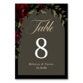 Donker gothic rood groen bloemenmoody bruiloft kaart (Achterkant)