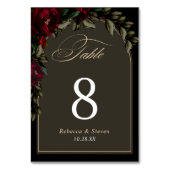 Donker gothic rood groen bloemenmoody bruiloft kaart (Voorkant)