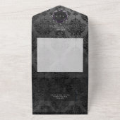 Donker Gothic Zwart Damask QR Code All In One Uitnodiging (Buitenkant)