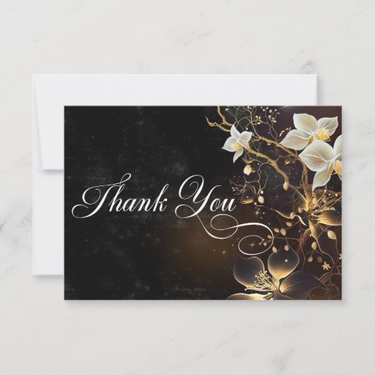 Donker Gothic Zwart & Wit Orchidee Spells Bruiloft Bedankkaart (Voorkant)