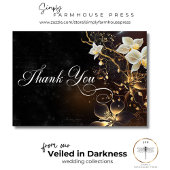 Donker Gothic Zwart & Wit Orchidee Spells Bruiloft Bedankkaart