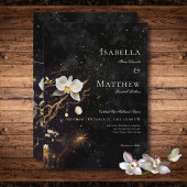 Donker Gothic Zwart & Wit Orchidee Spells Bruiloft Kaart