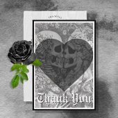 Donker Gothic Zwart & Wit Skelet Paar Bruiloft Bedankkaart